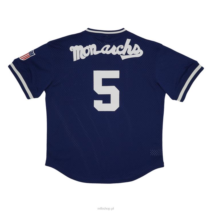 Kansas City Monarchs # 5 Rings & Crwns Granatowa replika koszulki z siateczki z dekoltem w szpic mężczyźni 0J02V1245 MLB Jerseys