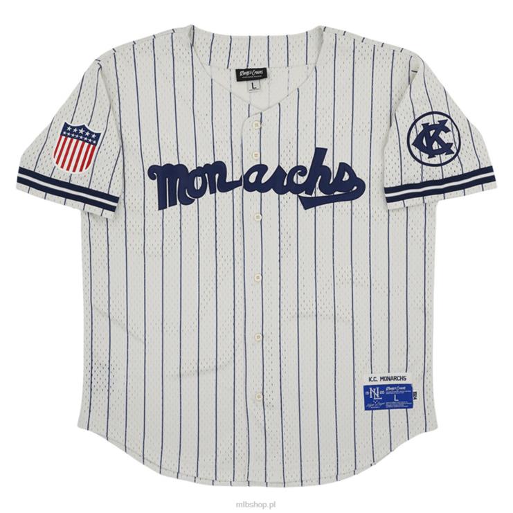 Kansas City Monarchs # 5 Rings & Crwns kremowa replika koszulki z siateczki zapinanej na guziki mężczyźni 0J02V1281 MLB Jerseys