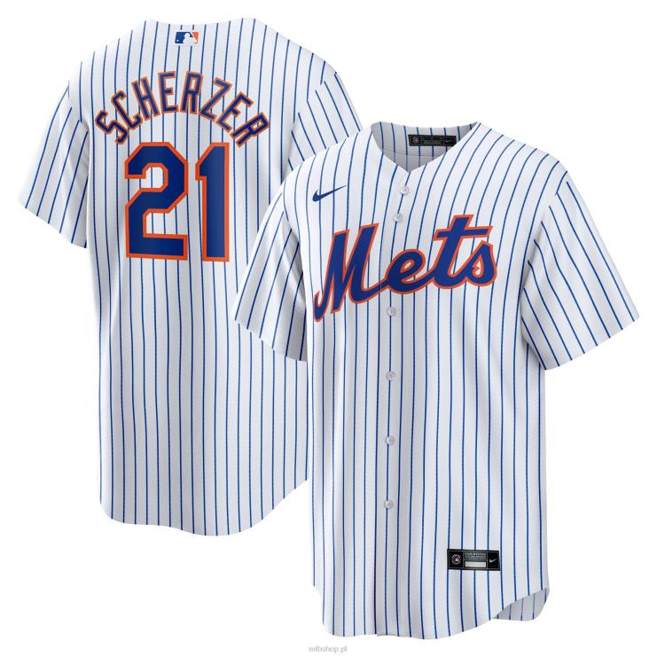 Biała replika domowej koszulki gracza New York Mets Max Scherzer Nike mężczyźni 0J02V790 MLB Jerseys