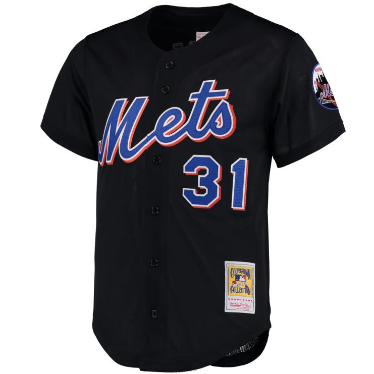 New York Mets mike piazza mitchell & ness czarna koszulka treningowa z kolekcji cooperstown mężczyźni 0J02V164 MLB Jerseys