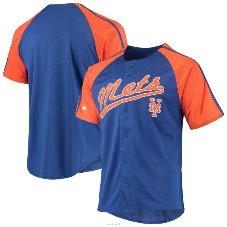 Zapinana na guziki replika raglanowej koszulki New York Mets ze szwami królewskimi mężczyźni 0J02V776 MLB Jerseys