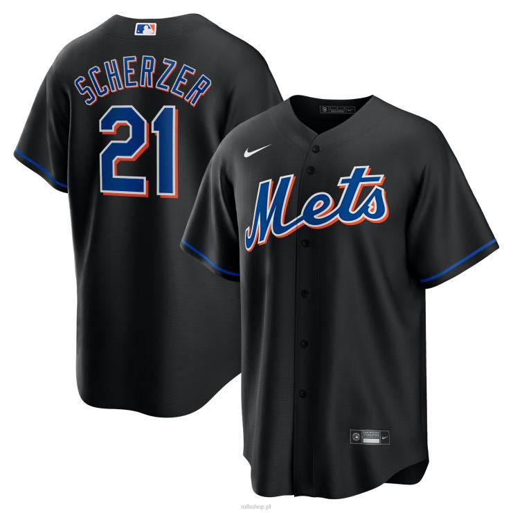 czarna replika koszulki New York Mets Max Scherzer Nike mężczyźni 0J02V476 MLB Jerseys