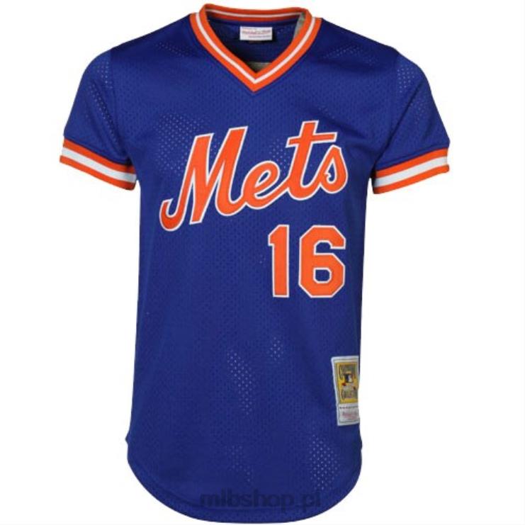 new york mets dwight gooden mitchell & ness royal cooperstown siatkowa koszulka treningowa do pałki mężczyźni 0J02V1047 MLB Jerseys