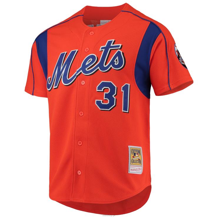 new york mets mike piazza mitchell & ness pomarańczowa koszulka z kolekcji cooperstown mężczyźni 0J02V165 MLB Jerseys