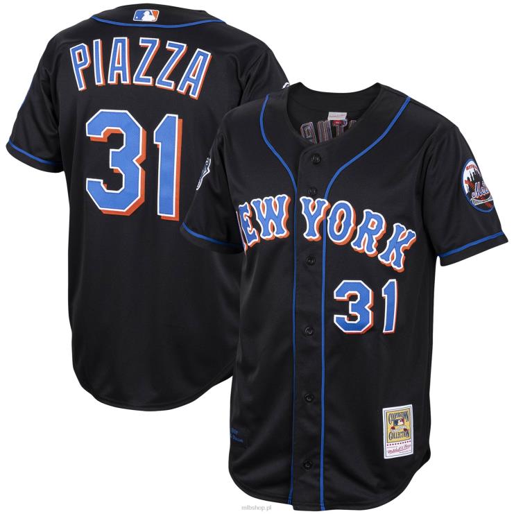 nowy jork mets mike piazza mitchell & ness czarny alternatywny 2000 kolekcja cooperstown autentyczna koszulka mężczyźni 0J02V774 MLB Jerseys