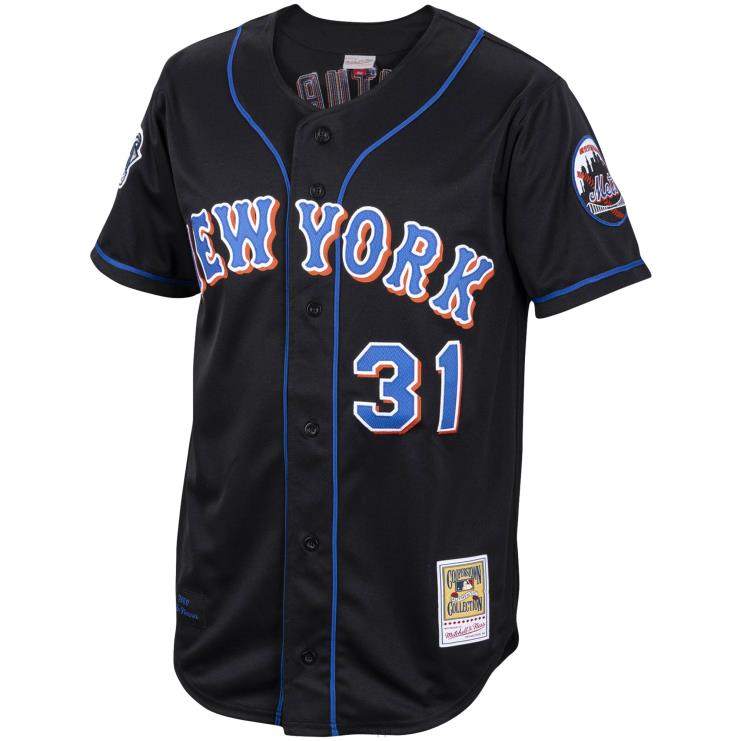 nowy jork mets mike piazza mitchell & ness czarny alternatywny 2000 kolekcja cooperstown autentyczna koszulka mężczyźni 0J02V774 MLB Jerseys