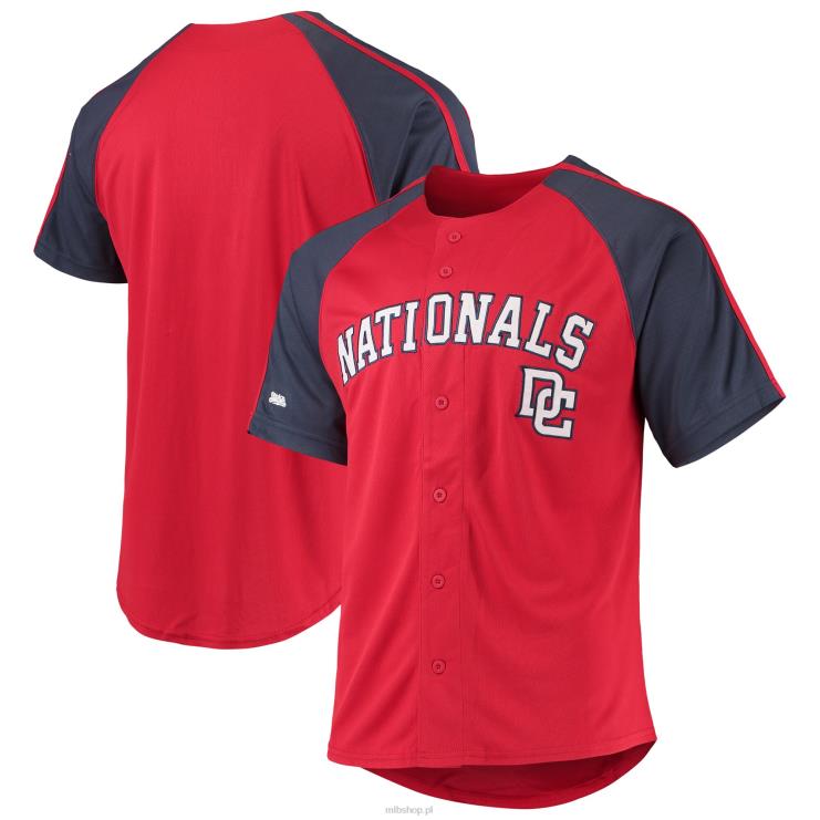 replika raglanowej koszulki z przeszyciami Washington Nationals, czerwona, zapinana na guziki mężczyźni 0J02V761 MLB Jerseys