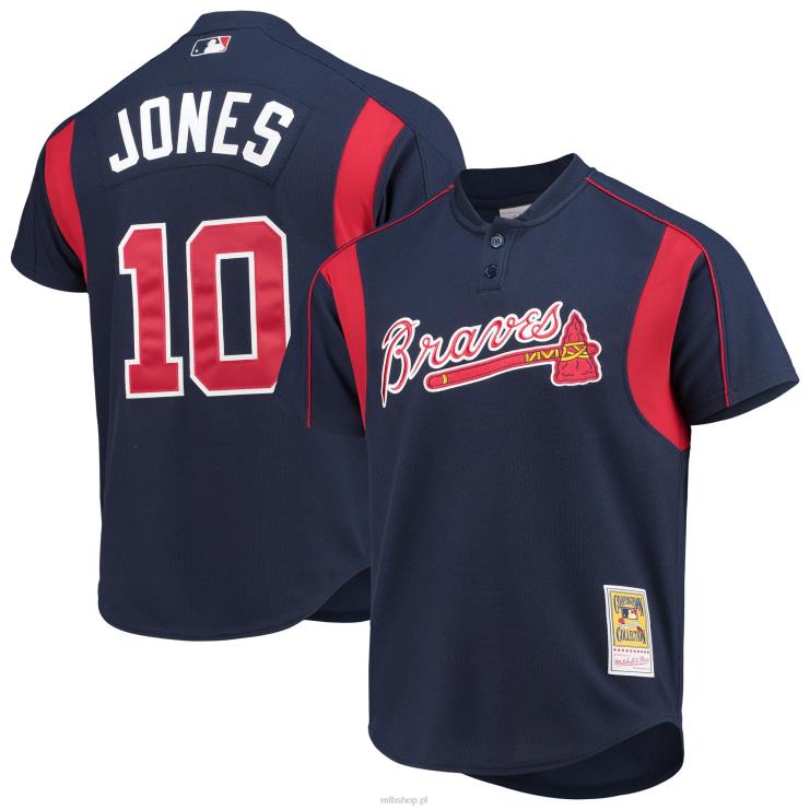 Atlanta Brass Chipper Jones Mitchell & Ness Granatowa koszulka z kolekcji Cooperstown do ćwiczeń z pałkami mężczyźni 0J02V579 MLB Jerseys