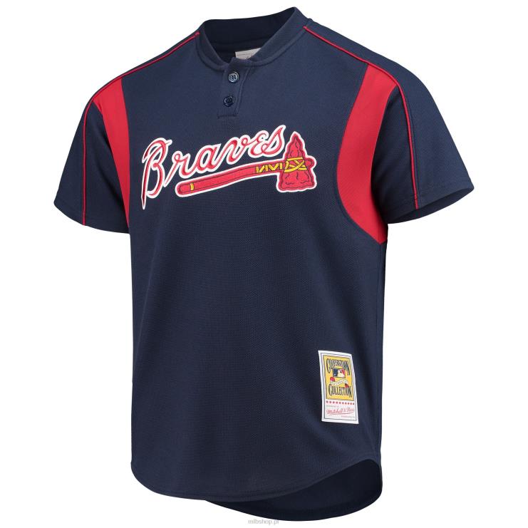 Atlanta Brass Chipper Jones Mitchell & Ness Granatowa koszulka z kolekcji Cooperstown do ćwiczeń z pałkami mężczyźni 0J02V579 MLB Jerseys