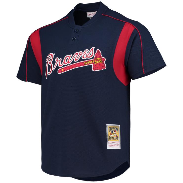 Atlanta Braves greg maddux mitchell & ness granatowa koszulka treningowa z kolekcji cooperstown mężczyźni 0J02V965 MLB Jerseys