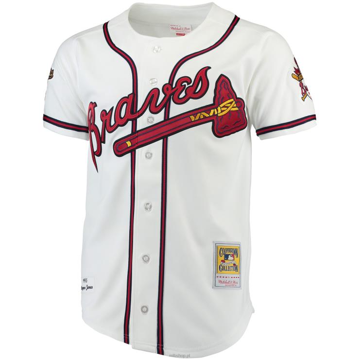 Biała autentyczna koszulka Atlanta Bravers Chipper Jones Mitchell & Ness mężczyźni 0J02V415 MLB Jerseys