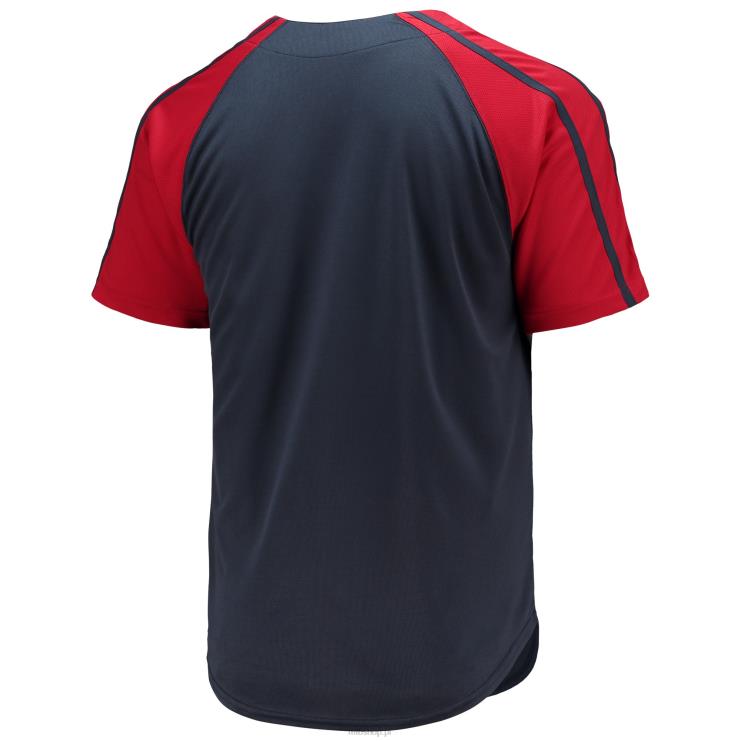 Replika raglanowej koszulki Atlanta Braves Stitches w kolorze granatowym zapinana na guziki mężczyźni 0J02V800 MLB Jerseys