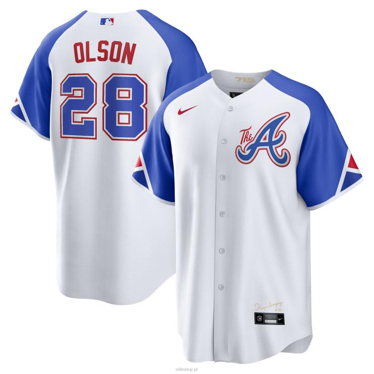 biała replika koszulki Nike City Connect 2023 Atlanta Bravers Matt Olson mężczyźni 0J02V16 MLB Jerseys