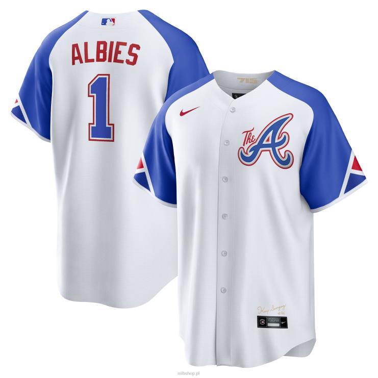 biała replika koszulki gracza Nike 2023 City Connect Atlanta Brass Ozzie Albies mężczyźni 0J02V31 MLB Jerseys