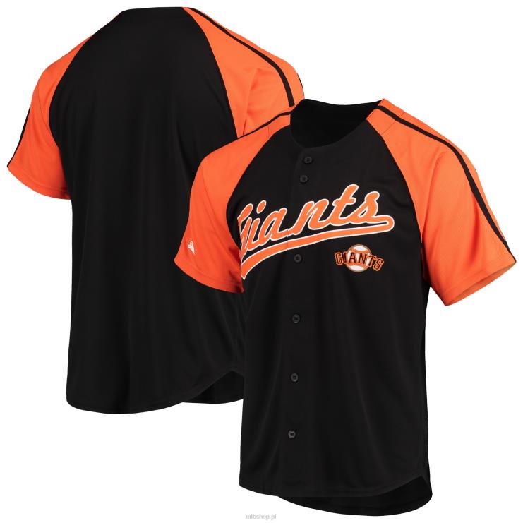raglanowa replika koszulki San Francisco Gigants z przeszyciami w kolorze czarnym mężczyźni 0J02V1022 MLB Jerseys