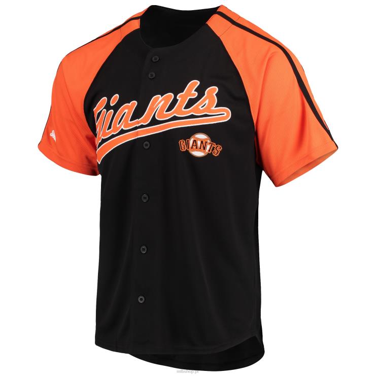 raglanowa replika koszulki San Francisco Gigants z przeszyciami w kolorze czarnym mężczyźni 0J02V1022 MLB Jerseys