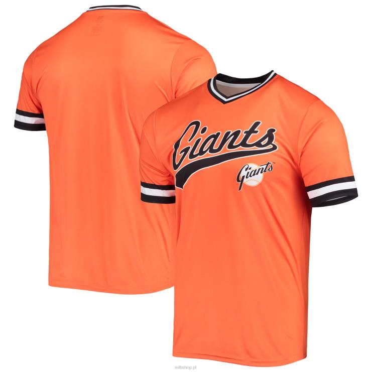 san francisco giganci szwy pomarańczowo-czarna koszulka z kolekcji cooperstown z dekoltem w szpic w kolorze drużyny mężczyźni 0J02V1232 MLB Jerseys