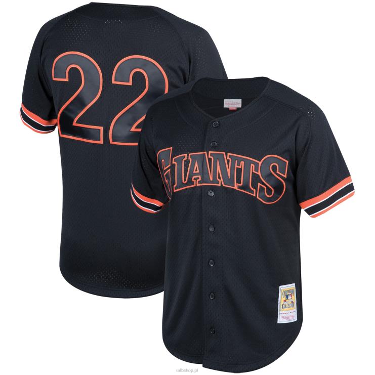san francisco giganci will clark mitchell & ness czarna moda kolekcja cooperstown siatkowa koszulka treningowa mrugnięcia mężczyźni 0J02V460 MLB Jerseys
