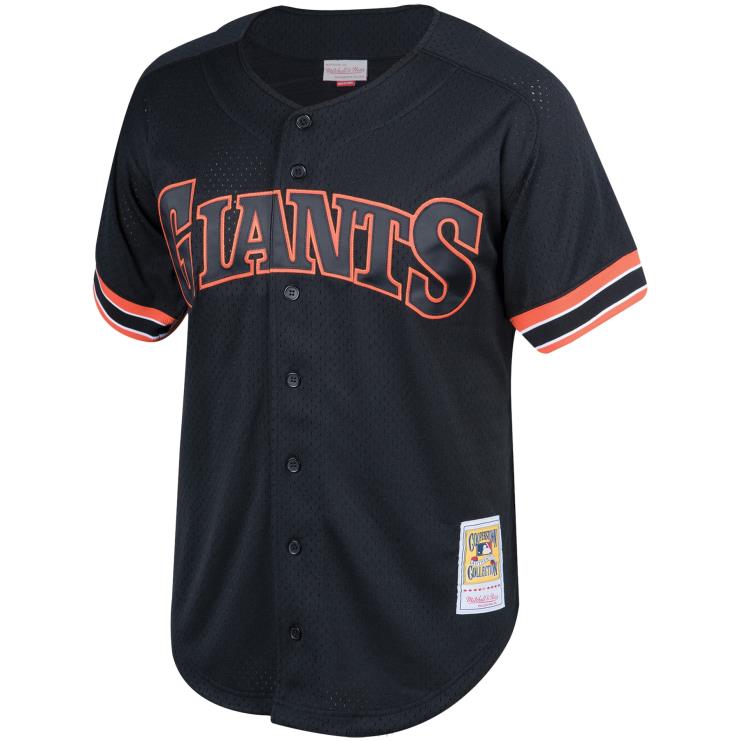 san francisco giganci will clark mitchell & ness czarna moda kolekcja cooperstown siatkowa koszulka treningowa mrugnięcia mężczyźni 0J02V460 MLB Jerseys