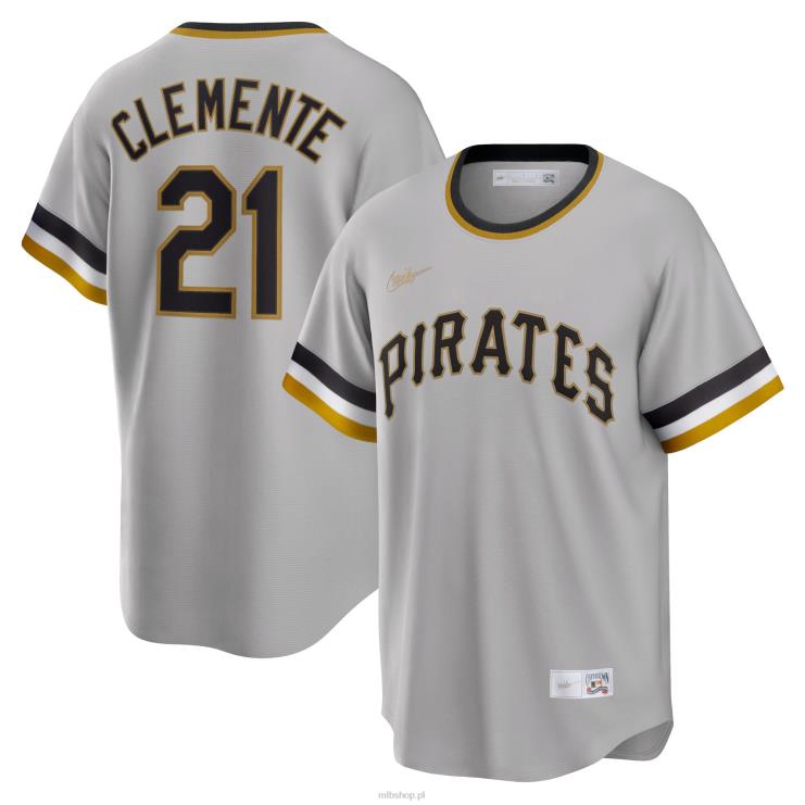 koszulka piratów z pittsburgha roberto clemente nike szara kolekcja road cooperstown mężczyźni 0J02V519 MLB Jerseys