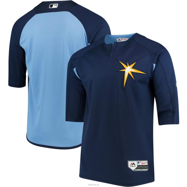Tampa Bay Rays majestatyczna granatowa/jasnoniebieska autentyczna kolekcja on-field koszulka treningowa z rękawami 3/4 mężczyźni 0J02V1300 MLB Jerseys
