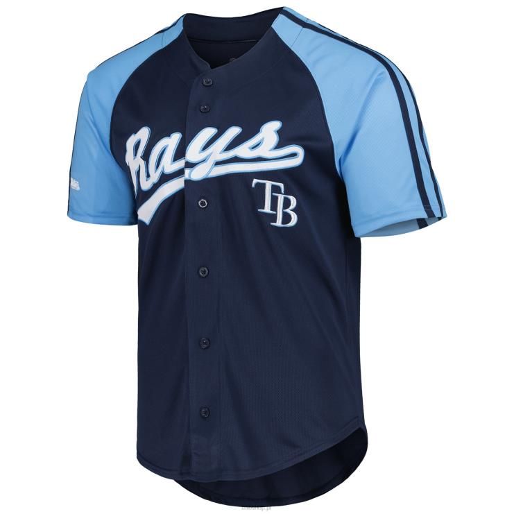 zapinana na guziki replika koszulki drużyny marynarki wojennej Tampa Bay Rays z przeszyciami mężczyźni 0J02V1092 MLB Jerseys