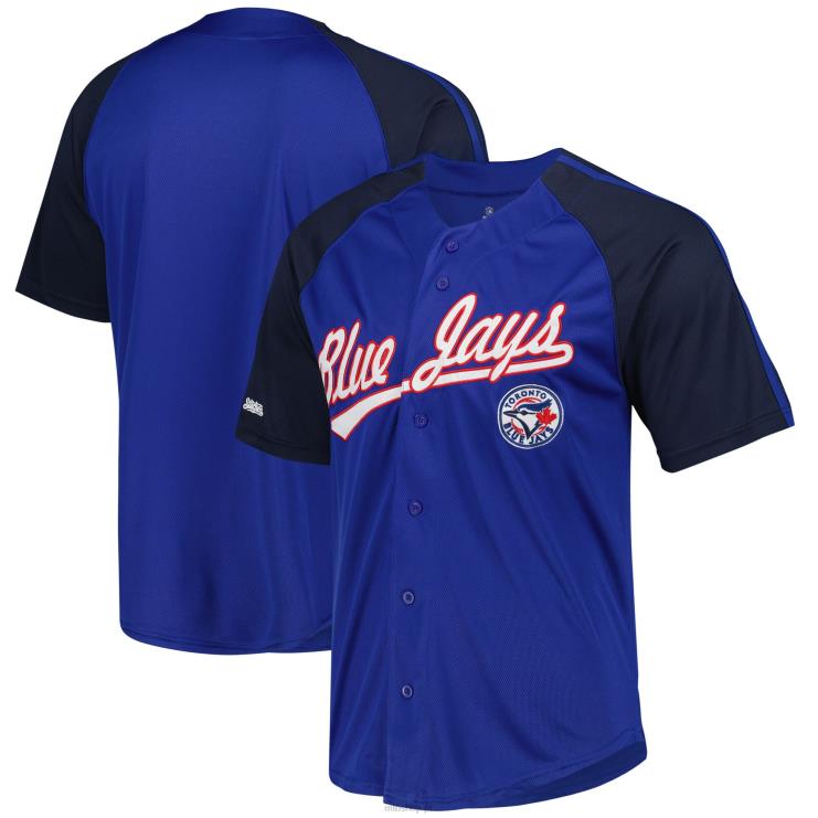 zapinana na guziki replika raglanowej koszulki toronto blue jays z przeszyciami królewskimi mężczyźni 0J02V1236 MLB Jerseys