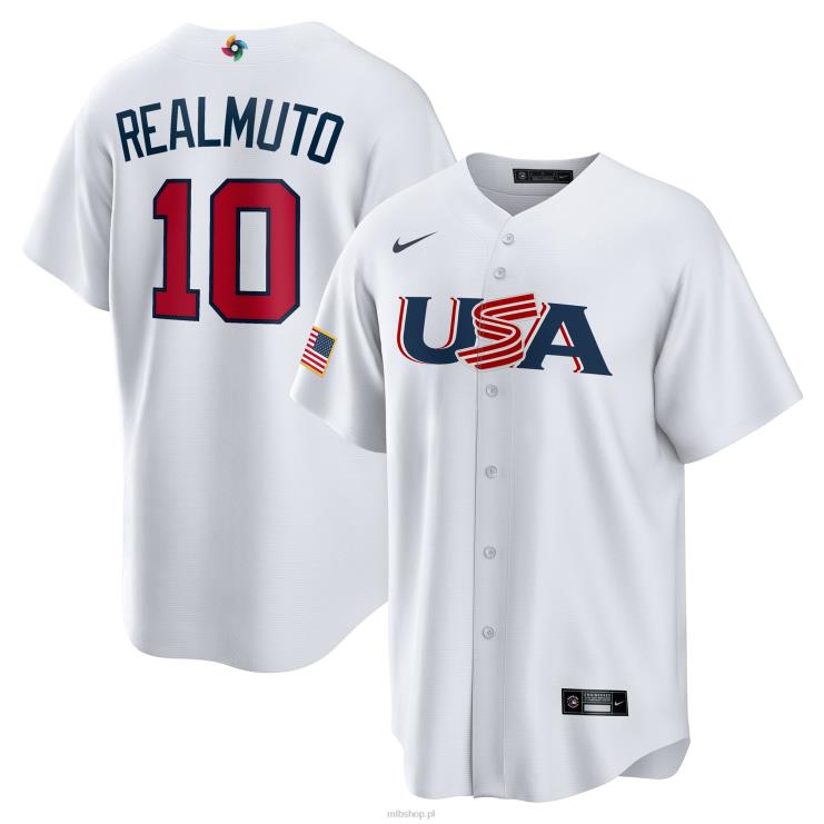 Stany Zjednoczone baseball j.t. biała replika klasycznej koszulki Realmuto Nike 2023 World Baseball mężczyźni 0J02V879 MLB Jerseys