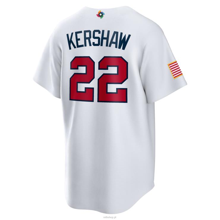 USA Baseball Clayton Kershaw Nike Biała replika klasycznej koszulki World Baseball 2023 mężczyźni 0J02V1044 MLB Jerseys