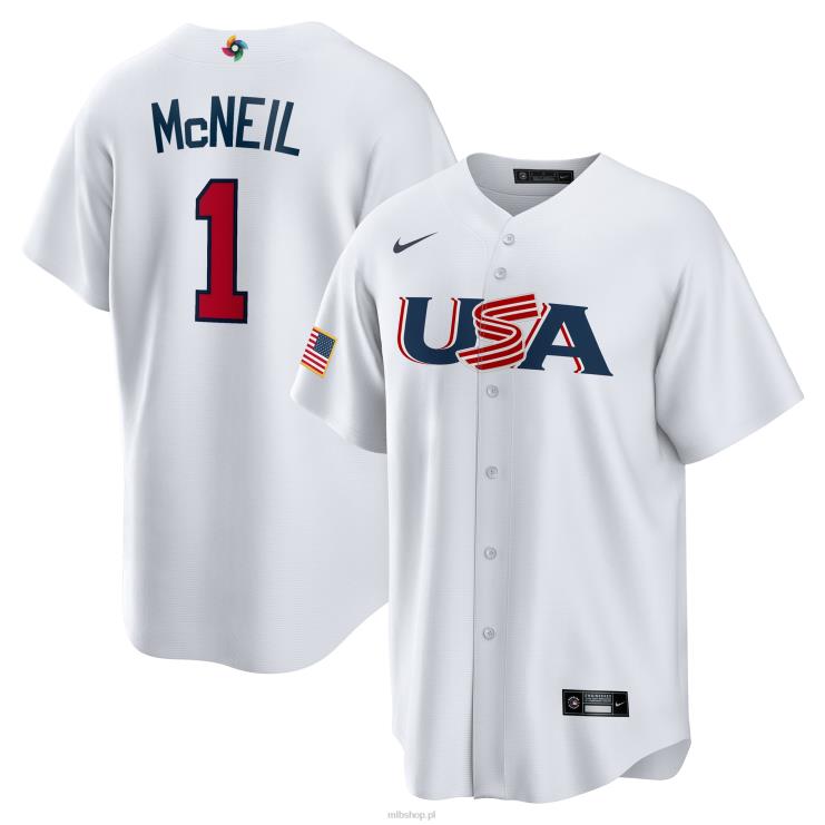 USA baseball jeff mcneil nike biała replika klasycznej koszulki baseballowej świata 2023 mężczyźni 0J02V876 MLB Jerseys