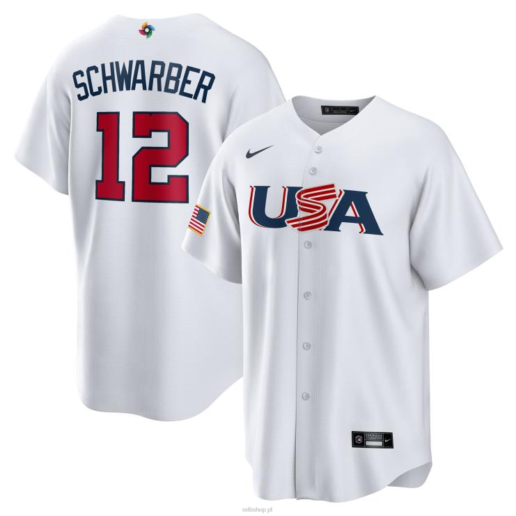 USA baseball kyle schwarber nike biała replika klasycznej koszulki baseballowej świata 2023 mężczyźni 0J02V868 MLB Jerseys