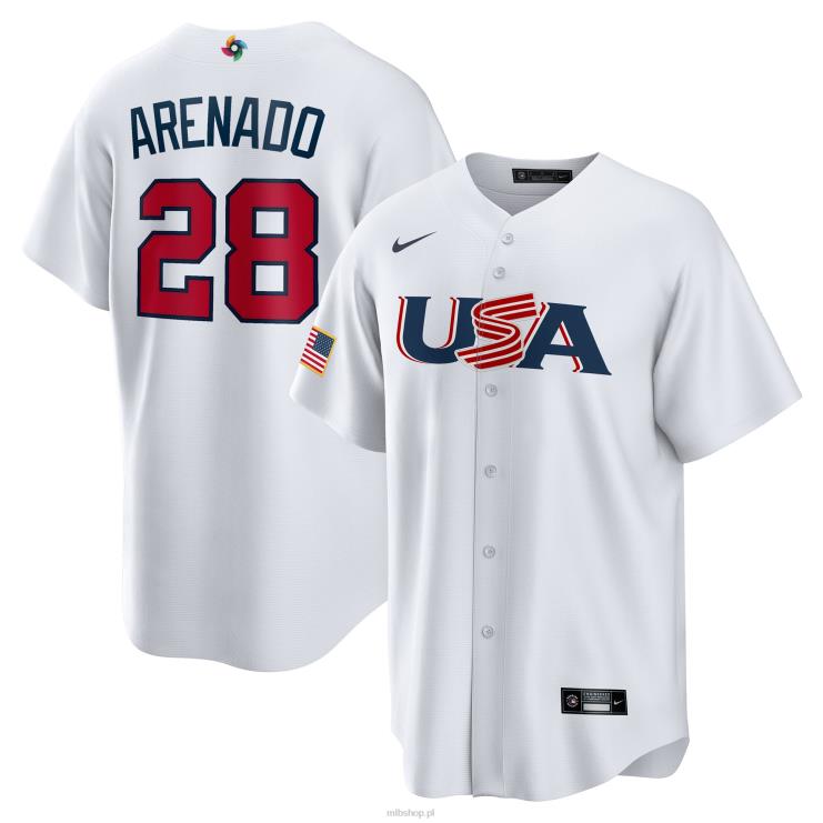USA baseball nolan arenado nike biała replika klasycznej koszulki gracza World Baseball 2023 mężczyźni 0J02V723 MLB Jerseys