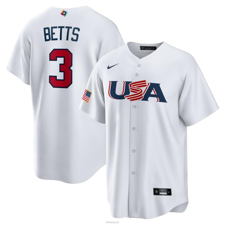 bejsbol usa mookie betts nike biała replika klasycznej koszulki World Baseball 2023 mężczyźni 0J02V680 MLB Jerseys