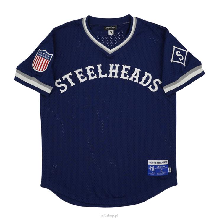 Seattle Steelheads #24 Rings & Crwns granatowa replika koszulki z dekoltem w szpic mężczyźni 0J02V1535 MLB Jerseys