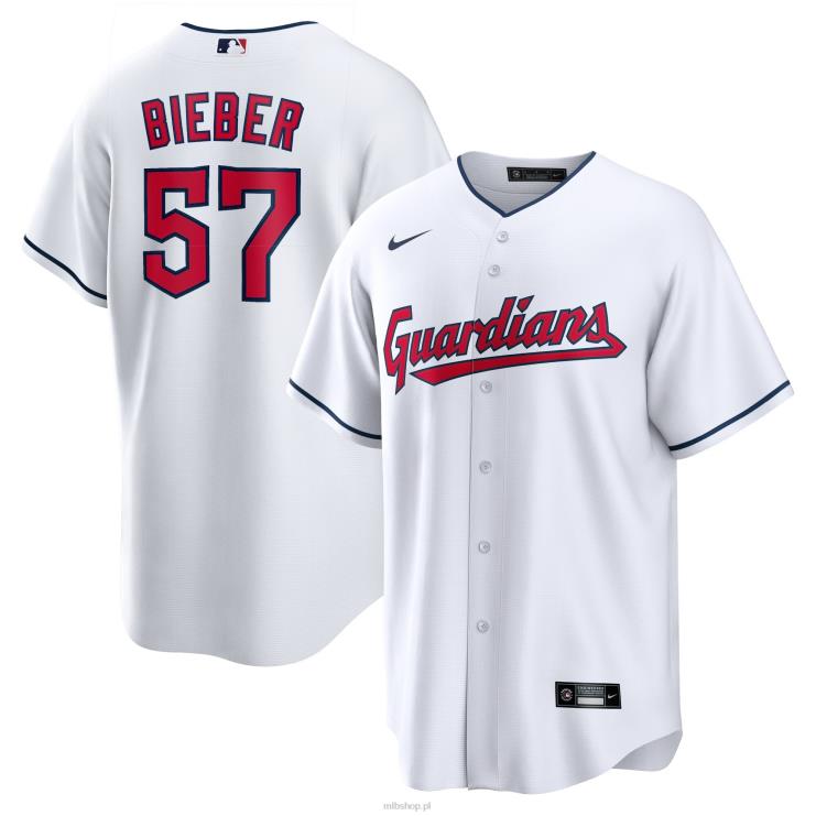 biała replika koszulki gracza Cleveland Guardians Shane Bieber Nike mężczyźni 0J02V700 MLB Jerseys