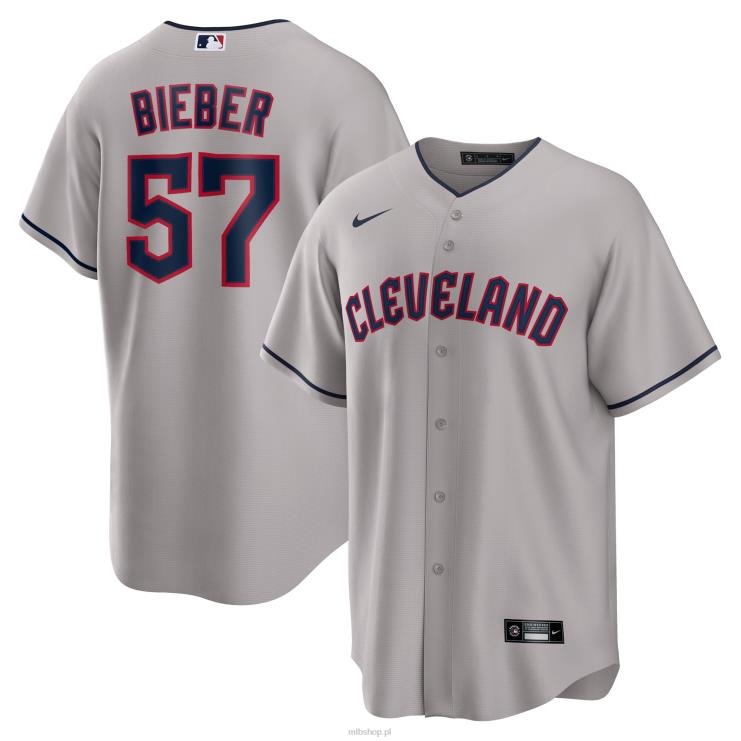 szara replika koszulki gracza Cleveland Guardians Shane Bieber Nike mężczyźni 0J02V1134 MLB Jerseys