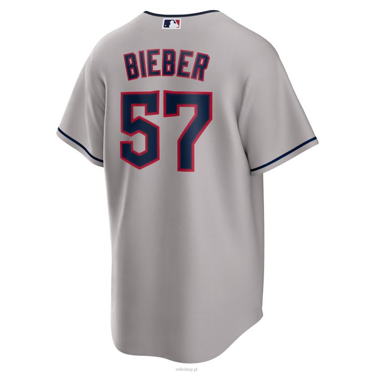 szara replika koszulki gracza Cleveland Guardians Shane Bieber Nike mężczyźni 0J02V1134 MLB Jerseys