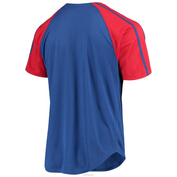 texas rangers szyje królewską, zapinaną na guziki replikę raglanowej koszulki mężczyźni 0J02V896 MLB Jerseys