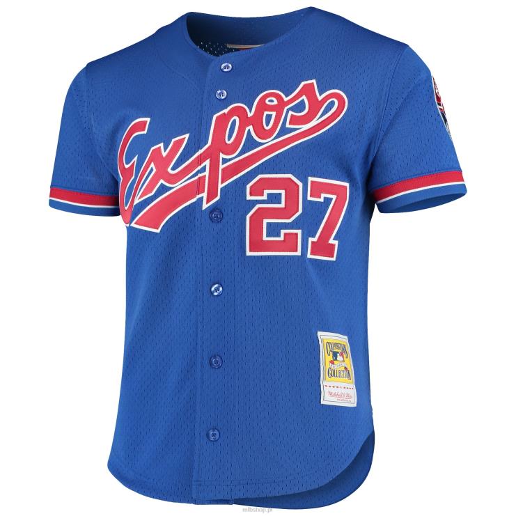 montreal expos vladimir guerrero mitchell & ness kolekcja royal cooperstown siatkowa koszulka do ćwiczeń mrugnięcia zapinana na guziki mężczyźni 0J02V632 MLB Jerseys