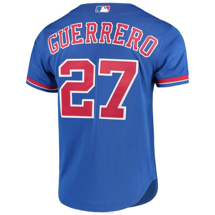 montreal expos vladimir guerrero mitchell & ness kolekcja royal cooperstown siatkowa koszulka do ćwiczeń mrugnięcia zapinana na guziki mężczyźni 0J02V632 MLB Jerseys