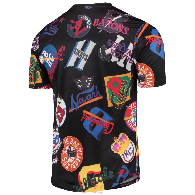 Czarna koszulka z logo drużyny Negro League z przeszyciami baseballowymi mężczyźni 0J02V1334 MLB Jerseys