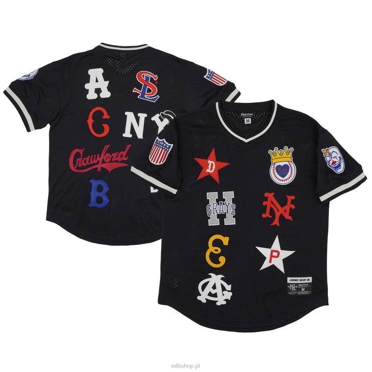 Negro League Baseball Rings & Crwns replika czarnej koszulki z dekoltem w szpic mężczyźni 0J02V1241 MLB Jerseys