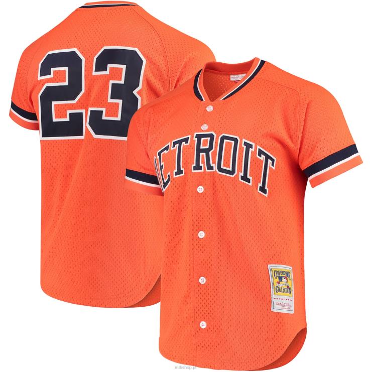detroit tigers kirk gibson mitchell & ness pomarańczowa moda kolekcja cooperstown siatkowa koszulka treningowa mrugnięcia mężczyźni 0J02V806 MLB Jerseys