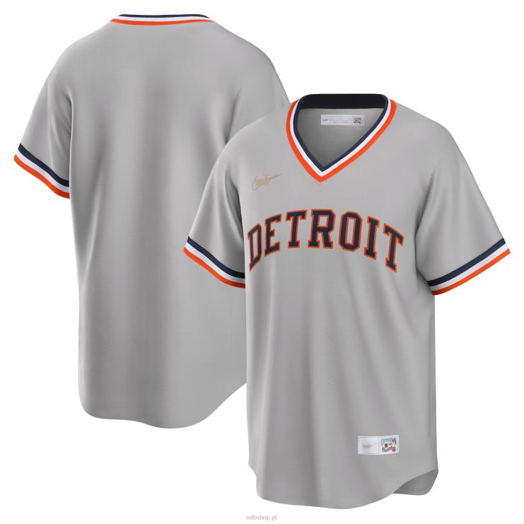 szara koszulka drużyny Detroit Tigers z kolekcji Road Cooperstown Nike mężczyźni 0J02V1104 MLB Jerseys