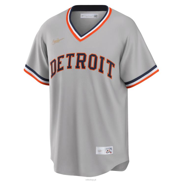 szara koszulka drużyny Detroit Tigers z kolekcji Road Cooperstown Nike mężczyźni 0J02V1104 MLB Jerseys