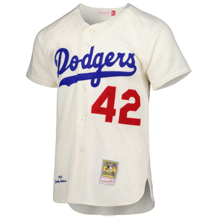 brooklyn dodgers jackie robinson mitchell & ness krem ​​1955 kolekcja cooperstown autentyczna koszulka mężczyźni 0J02V1404 MLB Jerseys