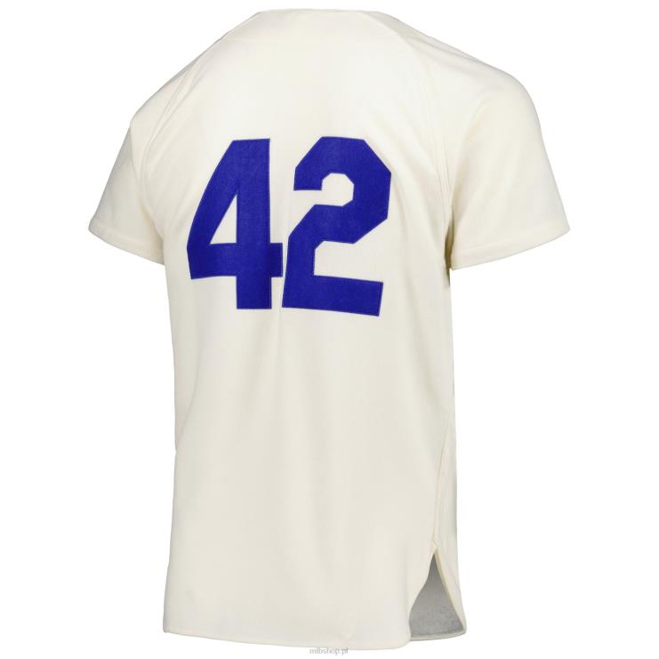 brooklyn dodgers jackie robinson mitchell & ness krem ​​1955 kolekcja cooperstown autentyczna koszulka mężczyźni 0J02V1404 MLB Jerseys