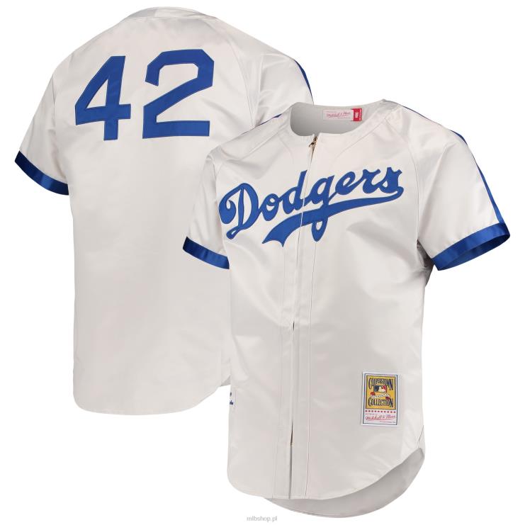 brooklyn dodgers jackie robinson mitchell & ness szara autentyczna koszulka z kolekcji cooperstown mężczyźni 0J02V1167 MLB Jerseys