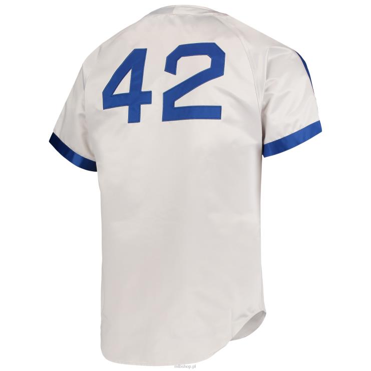 brooklyn dodgers jackie robinson mitchell & ness szara autentyczna koszulka z kolekcji cooperstown mężczyźni 0J02V1167 MLB Jerseys