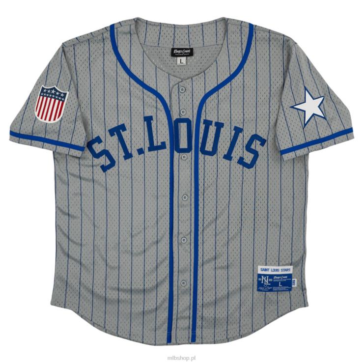 ul. Louis Stars #17 Rings & Crwns szara replika koszulki z siateczki zapinanej na guziki mężczyźni 0J02V1321 MLB Jerseys